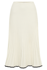 Jolene Contrast Rib Knit Midi Skirt - White